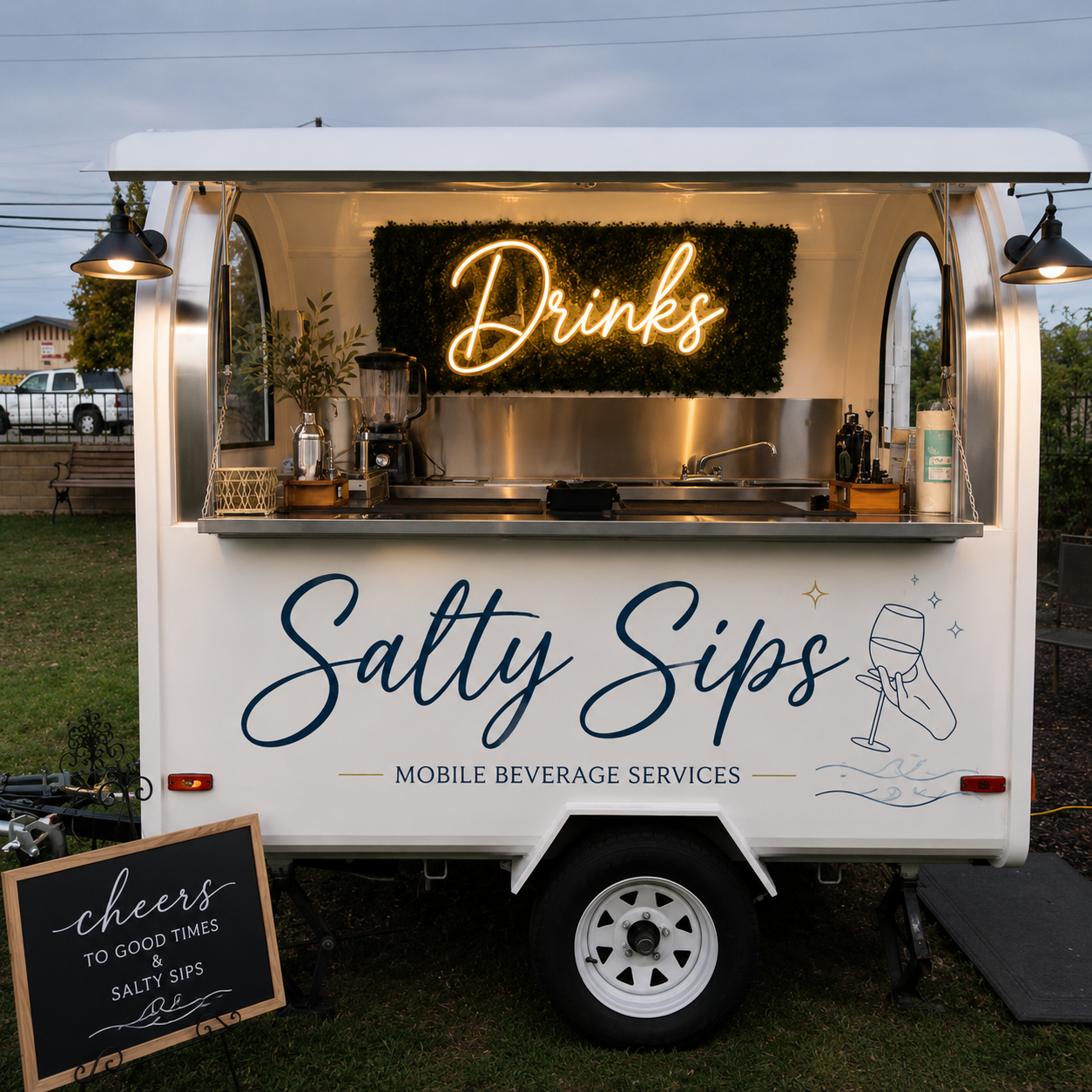 Salty Sips mobile trailer bar